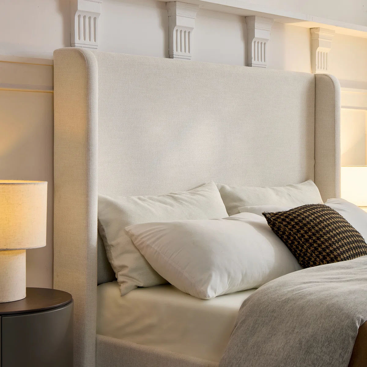 Carmen Upholstered Wingback Bed thumbnail 3